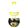 thumbnail image 5 of FVWITLYH Bikini Set for Women Swimsuits for Women Two Piece Retro Halter Ruched High Waist Print Bikini Swimsuits Bikini Sets Yellow,M, 5 of 5