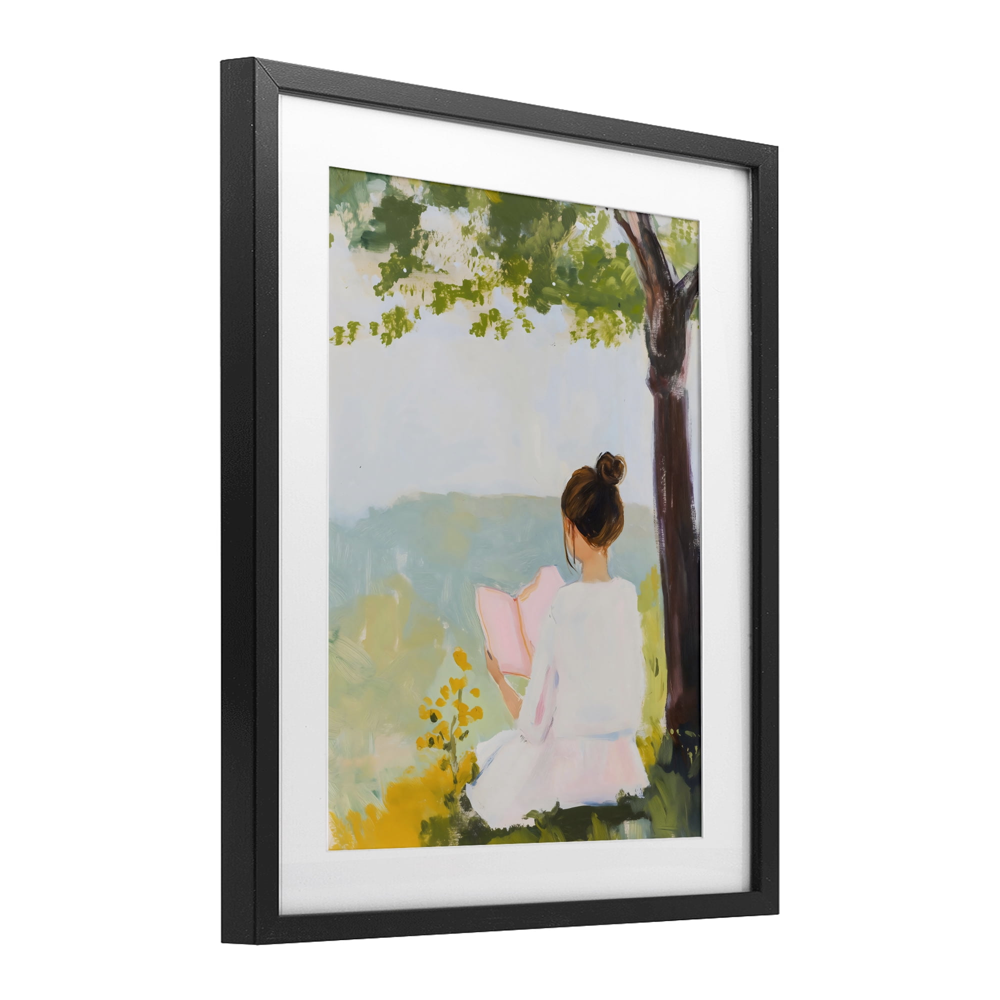 Stupell Industries Girl Reading in Nature Black Framed Print Under Glass, design by The Prints Vibe
