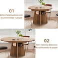 thumbnail image 3 of 59 Inch Extendable Dining Room Table for 4-8, Modern Round Kitchen Table with Storage Shelves, Oval Dinner Tables for Living Room，Walnut, 3 of 8