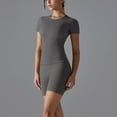 thumbnail image 7 of 2 Piece Workout Sets for Women Tight Short Sleeve Shirt Gym Biker Shorts Outfits Matching Set Sweatsuits, 7 of 7