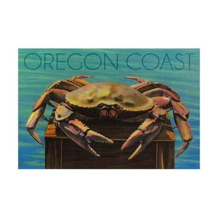 Oregon Coast - Dungeness Crab Vintage Postcard Print Wall Art By Lantern (Best Crabbing On Oregon Coast)