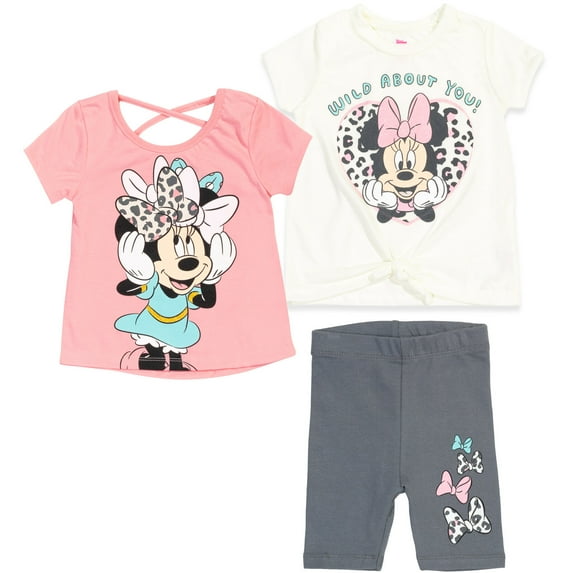 Disney Minnie Mouse Toddler Girls Graphic T-Shirts and Bike Shorts White 5T