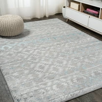 JONATHAN Y SILK ORCHID 5 x 8 Area Rug, Ancient Faded Trellis - Gray/Turquoise, SOR206A-5