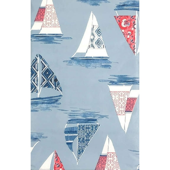 Summer Fun Vinyl Umbrella Tablecloth, Sailboat Theme, 70 Round