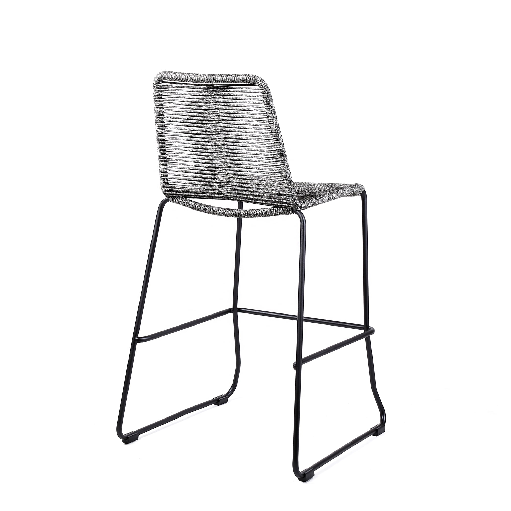 Shasta 30" Outdoor Metal and Gray Rope Stackable Barstool - Set of 6