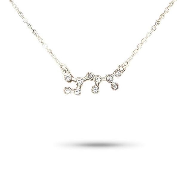 Ins Constellations Theme Friendship Necklace Rhinestone Comfortable Delicate with Display Card Pendant for Lover Festival Gifts Sagittarius Silver