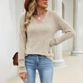 thumbnail image 4 of Vrorvz Womens V Neck Shirt Long Sleeve Top Fall Casual Solid Color Basic Shirts Soft Outfits S-XXL, 4 of 5