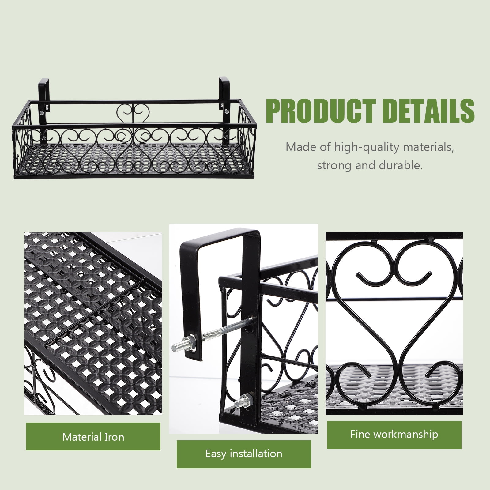 Raindrops 4pcs Balcony Window Shelf Flower Pot Hanger Window Box Stand Rack Railing Planter Shelf Planter Container for Patio Porch or Fence
