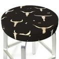 thumbnail image 3 of Junzan Cow Skulls Bar Stool Cover Round Seat Cushion With Elastic Washable And Non Slip Bottom For Barstool Padded Chair Slipcover - 14 Inch, 3 of 7