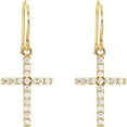 thumbnail image 2 of FB Jewels 14K Yellow Gold 1/2CTW Diamond Cross Earrings, 2 of 2