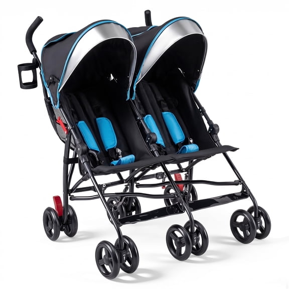 Airfind Foldable Twin Baby Double Stroller Ultralight Umbrella Kids Stroller, Steel Frame, for 7-36 months (under 38" tall), Navy