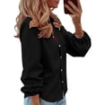thumbnail image 2 of Women's Casual Solid Color V-Neck Long Sleeve Tops Shirts Blouses Loose Fit Plus Size Tunic Tee for Business Work Office Vacation Travel Fashion Essential Gift for Women | Sopatenor,Black XL, 2 of 9