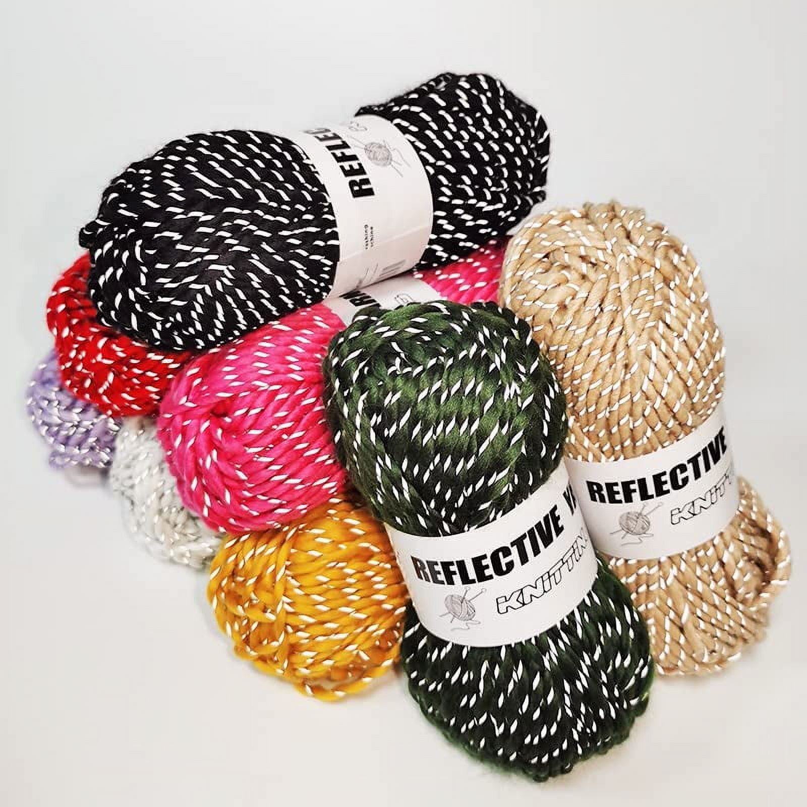 caichuxiye 4pcs Reflective Yarn,Sparkle Yarn,Silver Yarn,for Crafts Glow in The Dark Yarn for Crochet for Reflective High Visibility Warm Winter Loop Reflective Hat.(50g, 55 Yards) (Orange)
