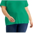thumbnail image 3 of Karen Scott Women's Cotton V Neck Top Green Size 2X, 3 of 3