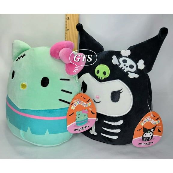 Have one to sell? Sell now Squishmallow 8" Hello Kitty and Kuromi 2 PC Sanrio Halloween Plush BUNDLE