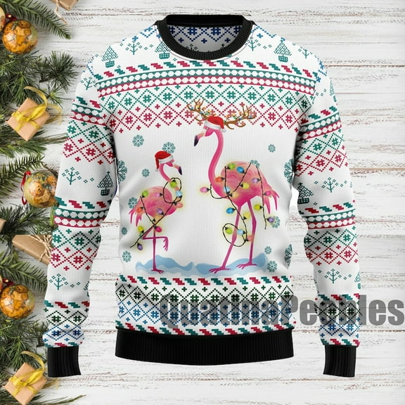 Flamingo Ugly Christmas Sweater, Funny Holiday Sweater With Festive Flamingo, Ugly Christmas Sweater, Xmas Sweater, Gift For Men Women