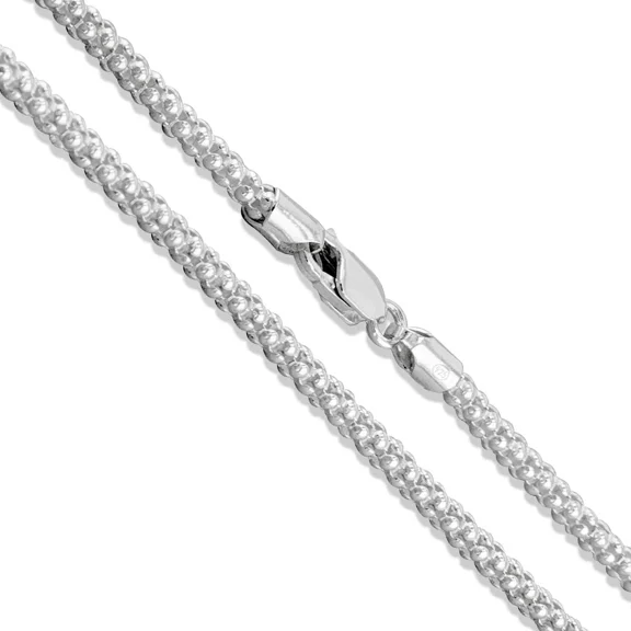 Solid 925 Sterling Silver Italian 3mm Popcorn Chain Necklace - Made in Italy