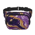 thumbnail image 1 of Fotbe Purple Gold Marble Swirls Cangurera Cuadrada con Estampado de Doble Capa, Bolsa de Cintura Ajustable Mini para Hombres y Mujeres, 1 of 9