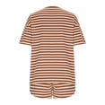 thumbnail image 5 of Vibrex Women's Pajamas Womens Striped Pajamas Sets Summer 2 Piece Matching Short Set Side Split Spring Sleepwear Outfits Pajamas Set Oversized 2 Piece Outfits, 5 of 9