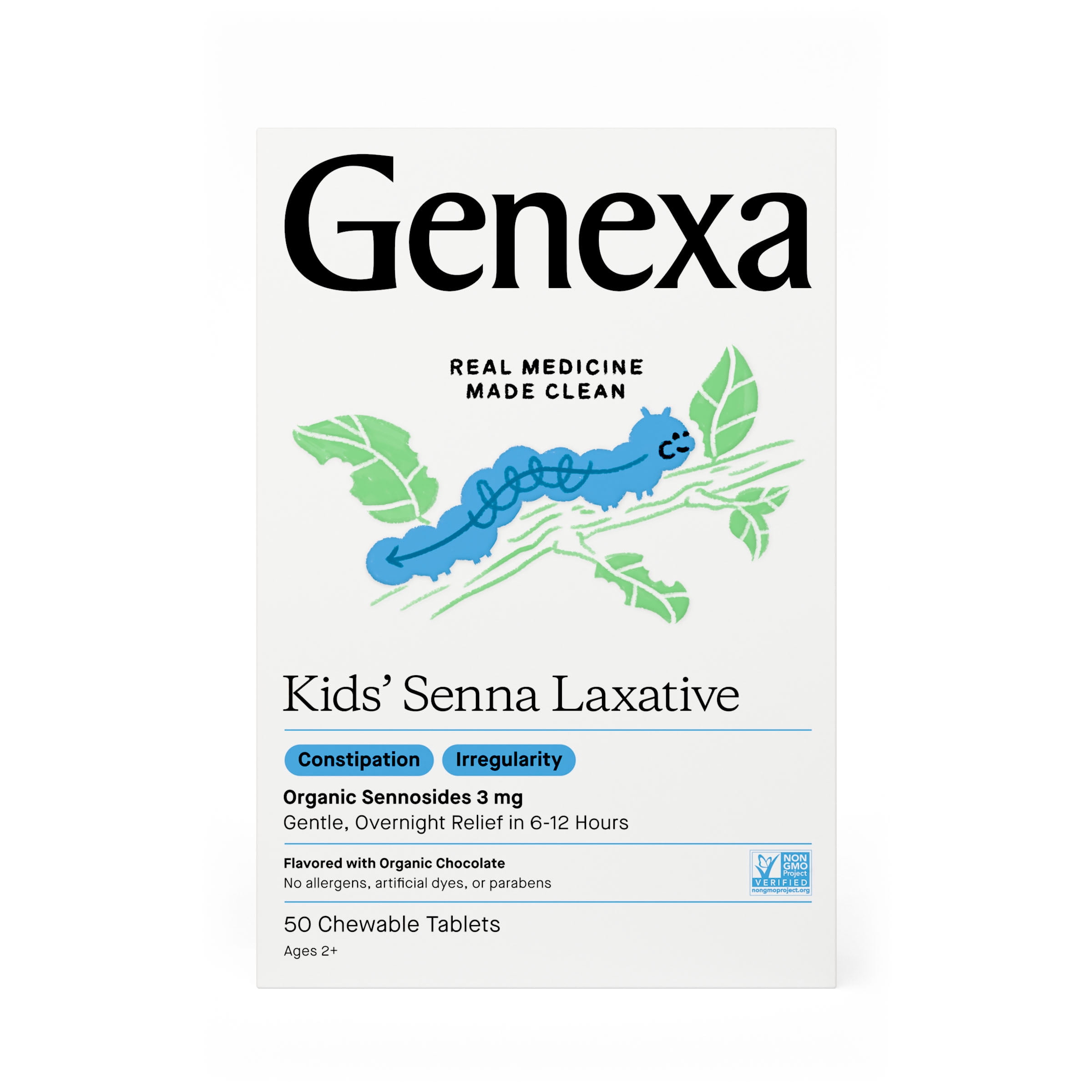 Genexa Kids’ Senna Laxative 50 Chewable Tablets Gentle, Overnight
