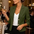 thumbnail image 4 of Qiggri Women's Cropped Blazer 2 Button Notched Lapel Jacket Casual Long Sleeve Slim Fully Lined Office Business Work Suit Coat M, 4 of 9