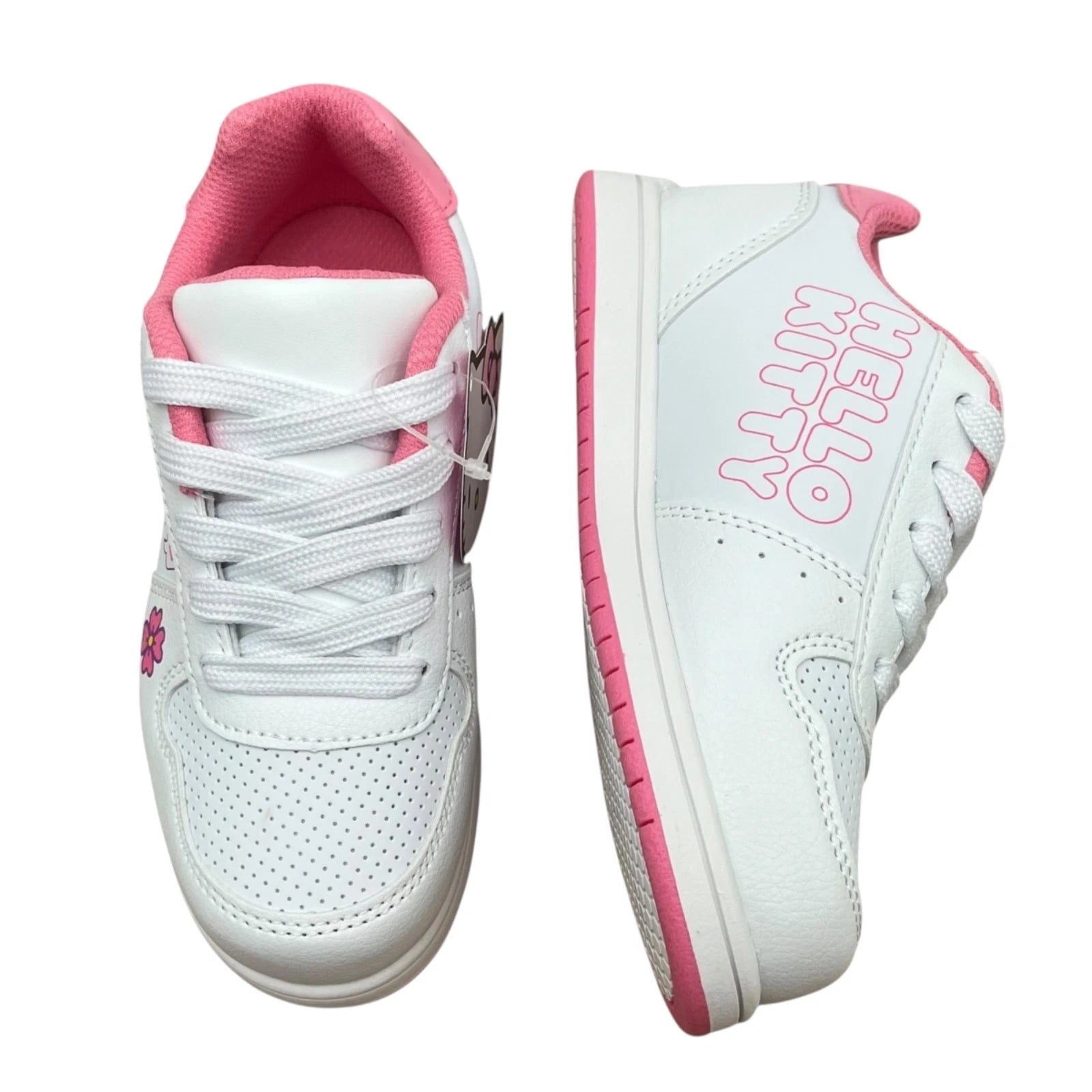 Hello Kitty Little Girls Court Sneakers Size 12 White Pink Purple Casual Lace-Up