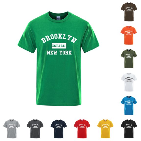 NinXxx Men's York Letter Print Casual Loose Summer Breathable Top Green S Green S