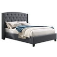 thumbnail image 3 of JERFIT Queen Size 3-Piece Upholstered Bedroom Set with Wingback Headboard, Grey Fabric Platform Bed and 2 White Nightstands for Modern Home, 3 of 10