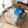 thumbnail image 3 of Blue Geometric Beach Table Cloth Waterproof Tablecloths, Ombre Waves Moire Abstract Art Tablecloth Dining Table Cover for Kitchen Party Tabletop Outdoor, Rectangle Tablecloth 54x108 Inch, 3 of 9