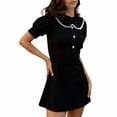 thumbnail image 3 of Women'S Short Sleeve Collar Cute Dress Fit and Flare A-Line Casual Dresses Black S, 3 of 8