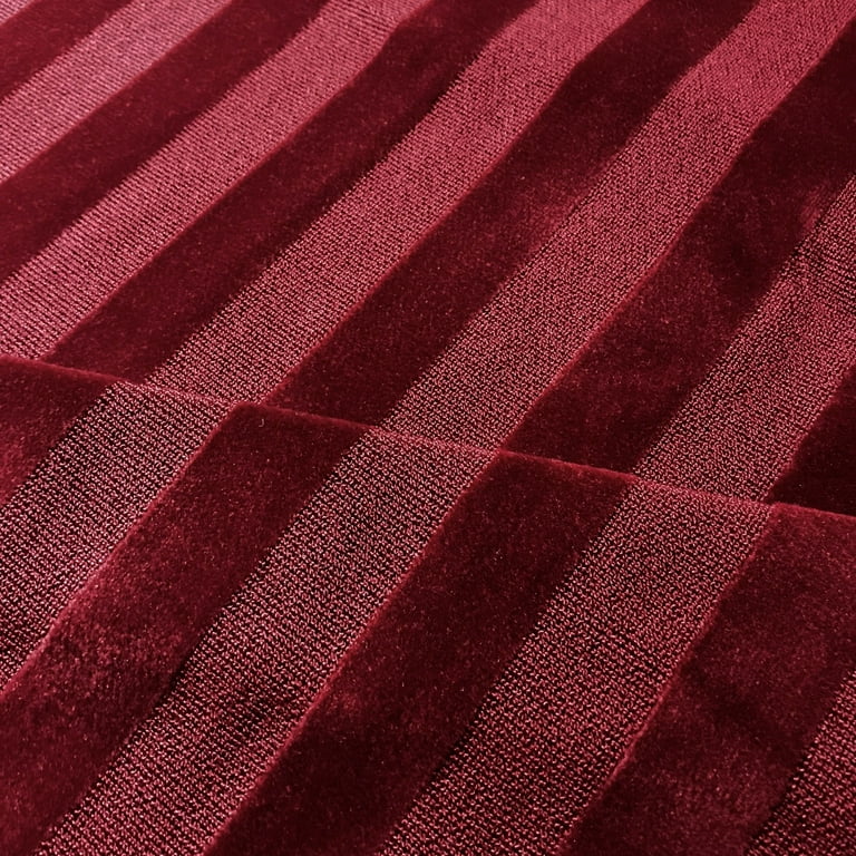 Luxe Scarlet Raised Velvet Stripe Upholstery Fabric 54 by the Yard 