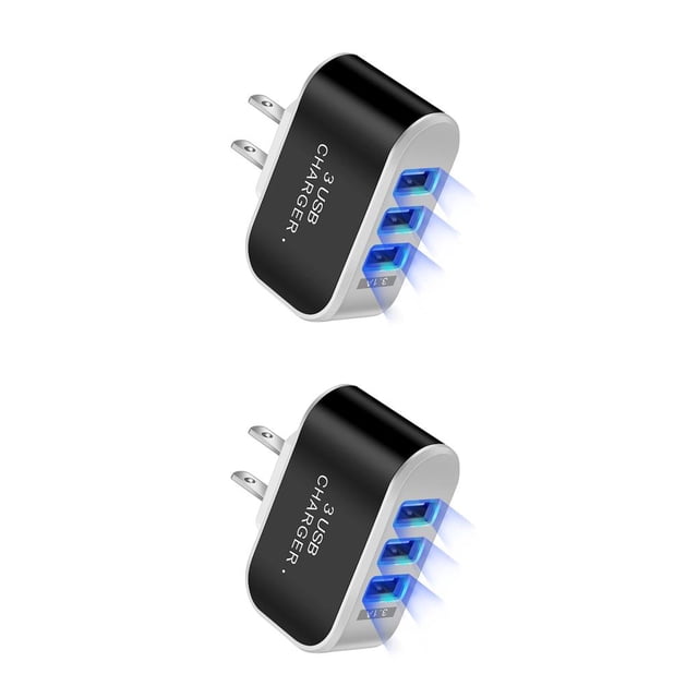 Adaptador de carga Bearachild de enchufe de EE. UU. USB LED 1000mA con indicador Bloque de alimentación de bolsillo Negro 2piezas