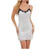 Kaemgyyd Women's Sequin Dress Sparkly Glitter Spaghetti Straps Bodycon Mini Dress Lace Trim Low Back Party Nightclub Outfit