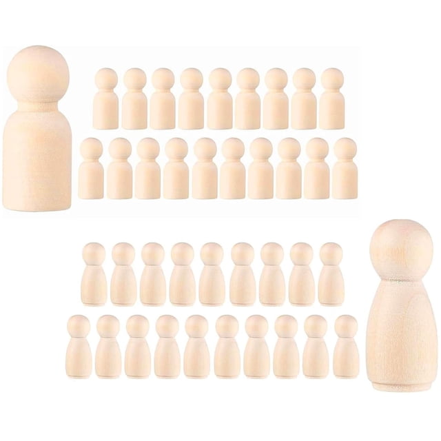 40 Piezas De Figuras De Yeso para Pintar, Figuras para Pintar, Mini Personas, Proyectos DIY Y Manualidades, Decoración del Hogar, Madera Natural