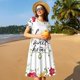 thumbnail image 4 of Disketp Home Sweet Home Floral para Vestido de Manga Corta para Mujeres, Vestidos de Verano para Mujeres, Casual y Holgado para la Playa, 4 of 6