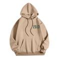 thumbnail image 6 of sususu Pullover Hoodie for Men Letter Print Hooded Sweatshirt Casual Pullover With Front Pocket Comfortable Streetwear For Daily Wear,Khaki,S, 6 of 6