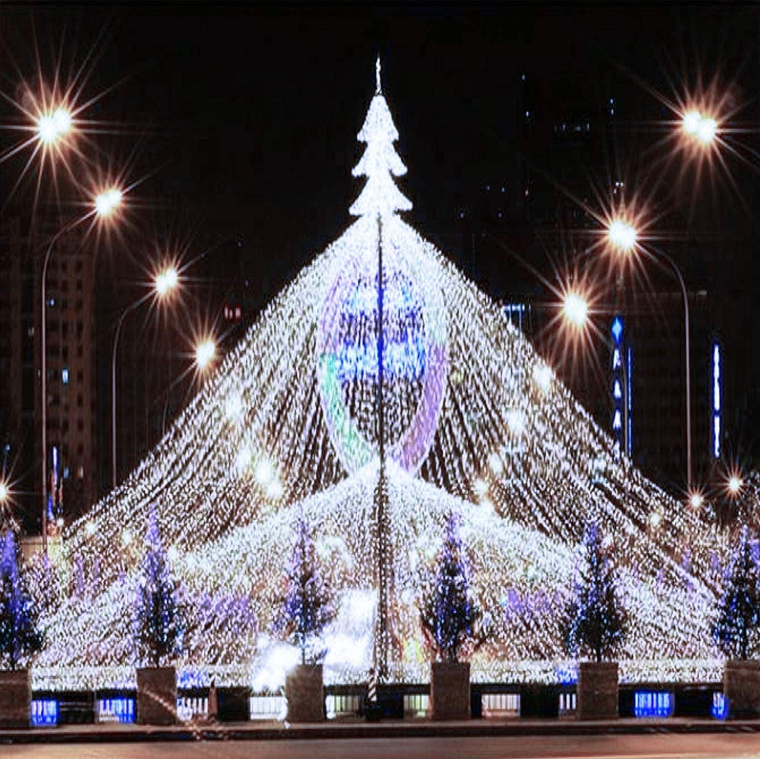 2 Pack Solar Christmas Fairy String Light Decor for Outside, Total 156Ft 440LED with 8 Modes, Juhefa Waterproof Twinkle Lights for Xmas Tree, Yard, Party, Wedding (White)