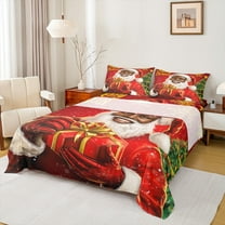 jejeloiu Black Santa Claus Bed Sheets,Kids Xmas Gifts King Sheets,Happy New Year Sheet Set For Girl Teens,Super Cozy Room Decor,4pcs