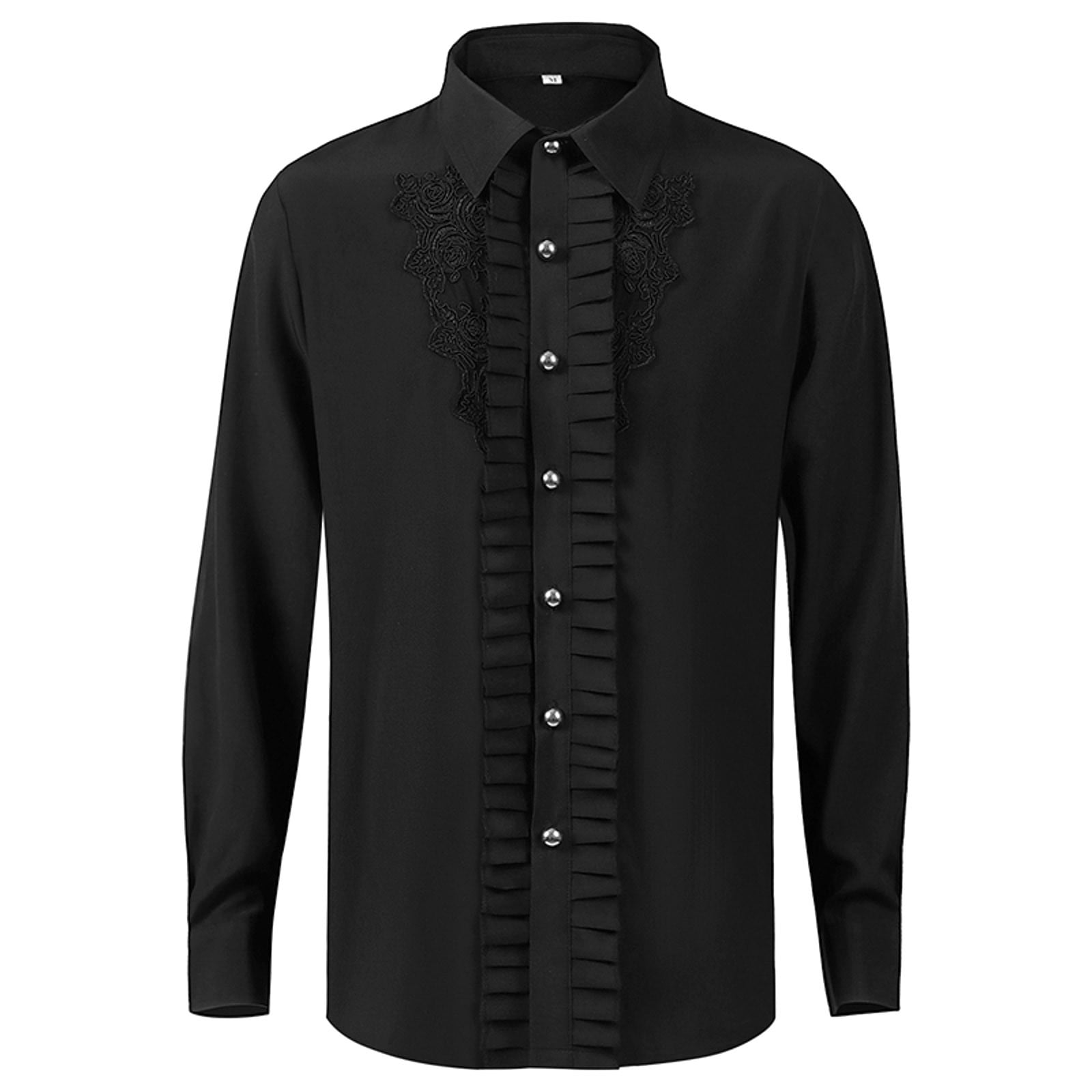 Mens Shirts Mens Fashion Style Gentleman Shirt Gothic Ruffled Collar