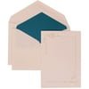 JAM Paper Wedding Invitation Set, Large, 5 1/2 x 7 3/4, White Card with Blue Lined Envelope and Seashell Border Set, 50/pack