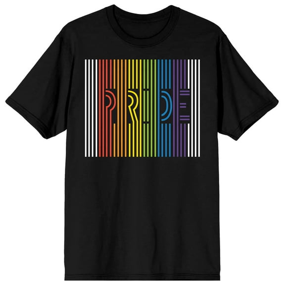 Pride Rainbow Stripes Men's Black T-Shirt-Medium