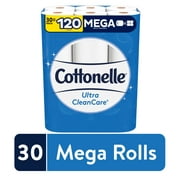 Cottonelle Ultra CleanCare Strong Toilet Paper, 30 Mega Rolls, 312 Sheets per Roll (9,360 Total)
