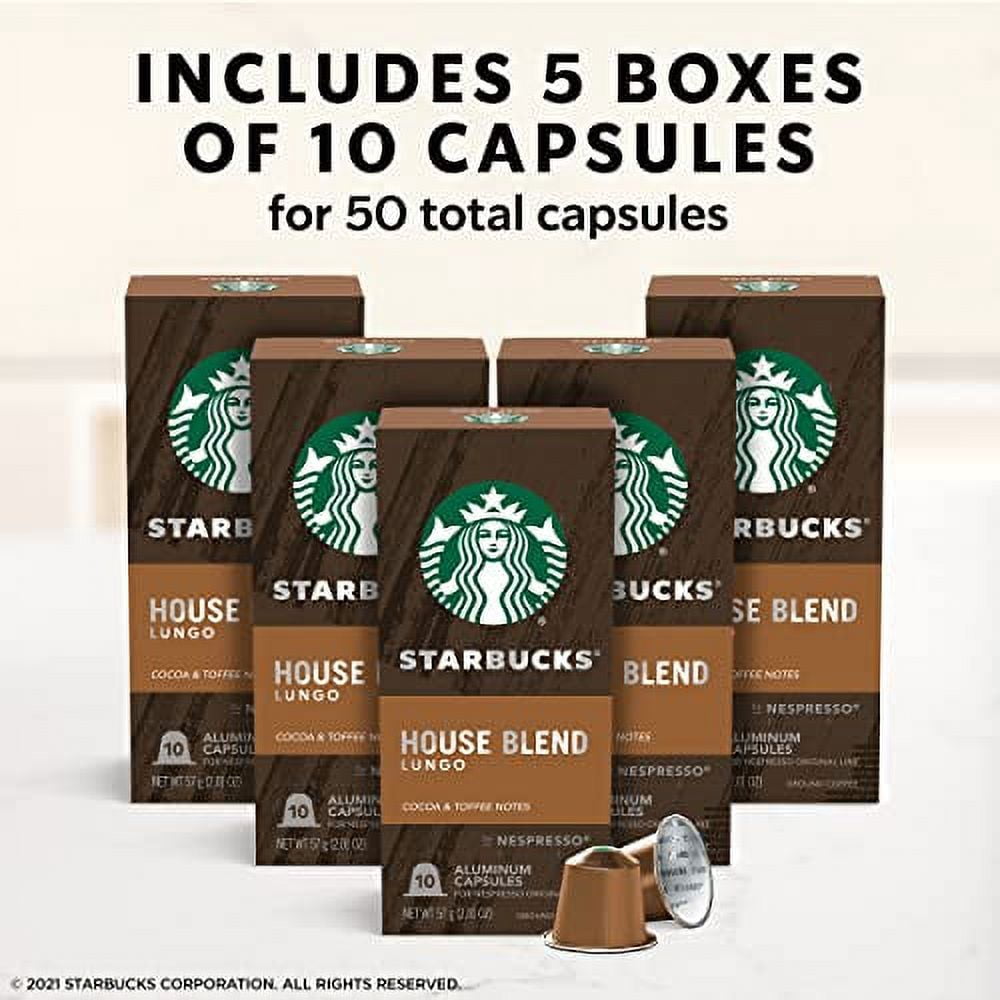 Starbucks by Nespresso Medium .. Roast House Blend Coffee .. (50-count single serve capsules, .. compatible with Nespresso Original .. Line System)