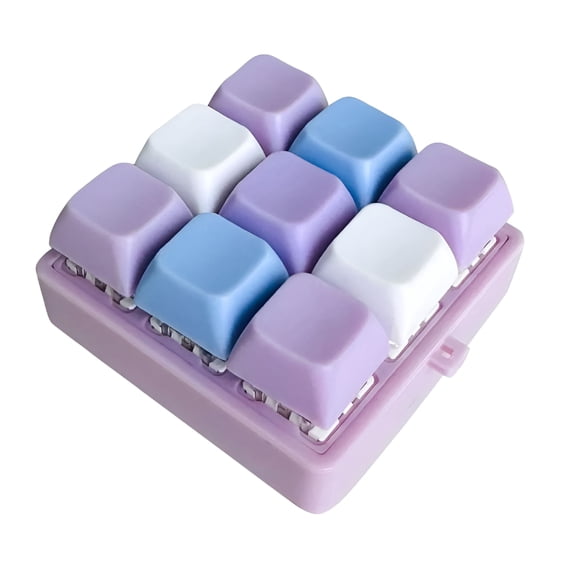 BESTSKY Keyboard Fidget Toy Click Keychain Stress Relief Button Toy 9-In-1 Keyboard Decompression Button Gift for Adult Colorful Macaron - D (No Chain)