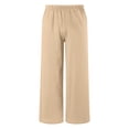 thumbnail image 3 of Faraee Boys Pull on Linen Pants Lightweight Summer Casual Beach Trousers Breathable Elastic Waist Wide Leg Outfit with Pocket 4t 5t 6t 4-15 Years Beige, 3 of 5