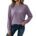 thumbnail image 3 of Womens Long Sleeve Tops, Soft Stretch Crew Neck Solid Color Casual Slim Pullover Tops Basic Shirts for Everyday Loungewear, 3 of 7