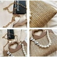 thumbnail image 6 of Kukuzhu Straw Tote Bag for Women Mini Pearl Handbag Purses Summer Woven Crossbody Shoulder Bag Straw Beach Bag with Heart Handle, 6 of 7