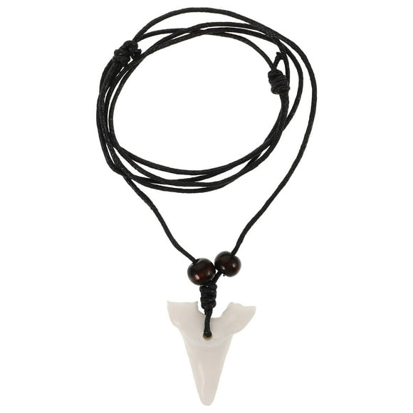 1Set White Resin Shark Tooth Shape Necklace for Men and Women Exotic Style Hanging Pendant