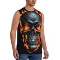 thumbnail image 2 of Yiaed Flame Metal Skull Print Men's Singlet Vests Summer Running Muscle Tank Tops Gym Undershirt Round Neck Sleeveless for man, 2 of 5