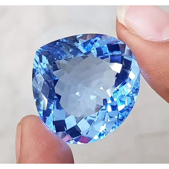 Blue Topaz Gemstone Heart Shape Gemstone 50 Ct Glass Filled Stone Loose Gemstone